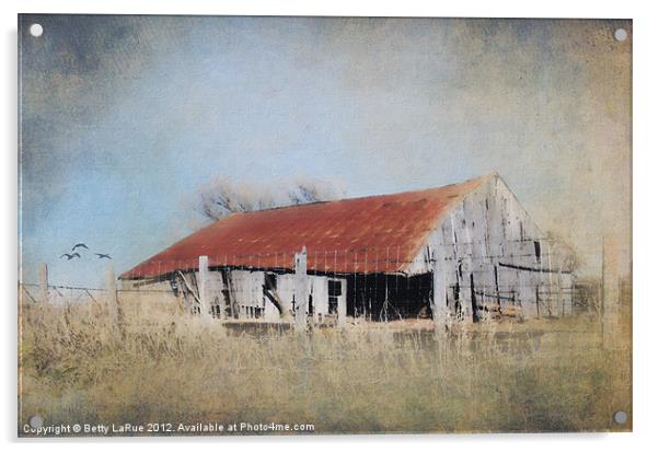 Impressionistic Old Barn Acrylic by Betty LaRue
