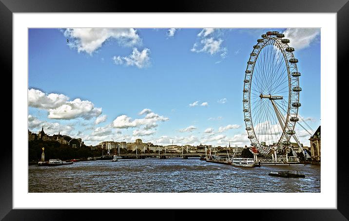 London Eye & Hungerford Bridge Framed Mounted Print by David Shackle