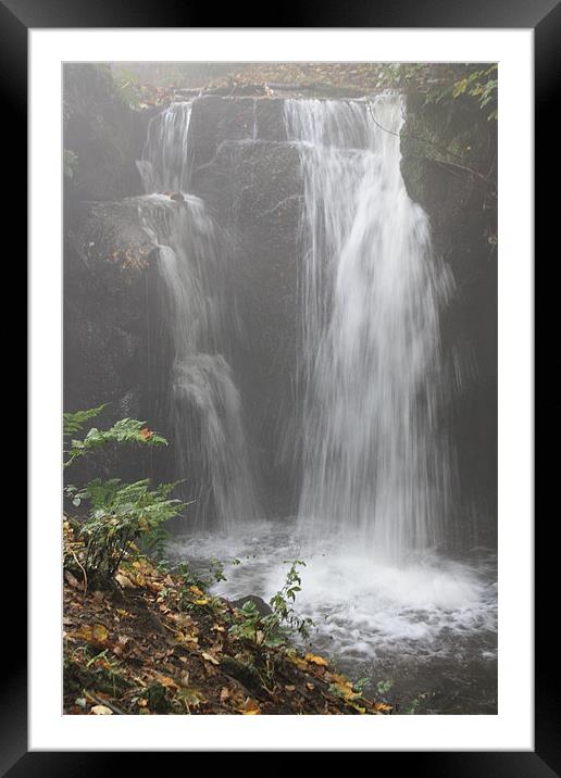 Misty Waterfall Framed Mounted Print by Darren Watkinson