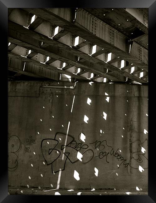 Tag under bridge Framed Print by Benoit Charon