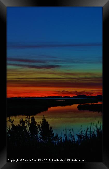 Deep Marshland Sunset Framed Print by Beach Bum Pics