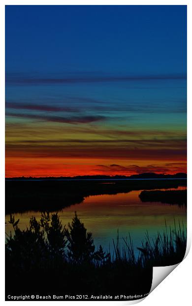Deep Marshland Sunset Print by Beach Bum Pics