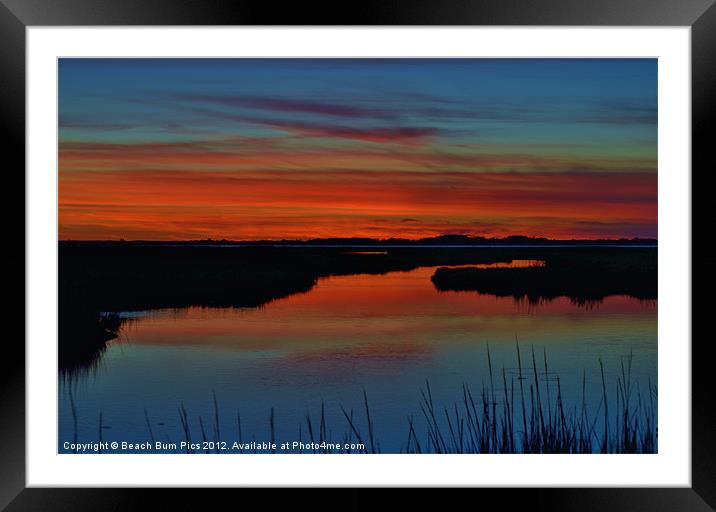Assateague Bayside Sunset Framed Mounted Print by Beach Bum Pics
