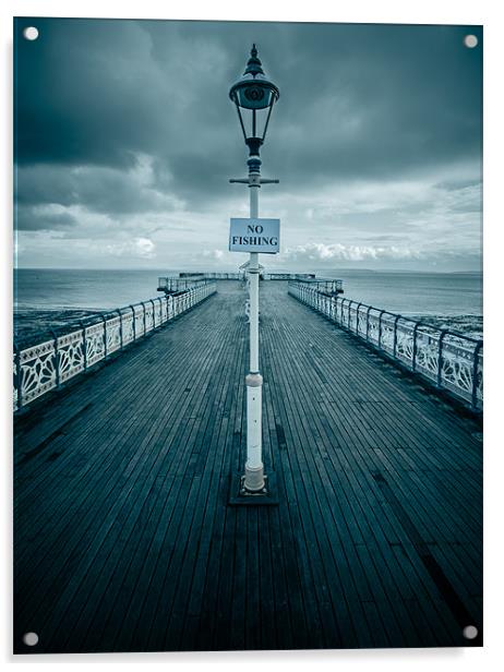 Penarth Pier No Fishing Acrylic by Rob Jones