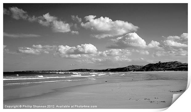 beach with tide coming in Northumberland Print by Phillip Shannon