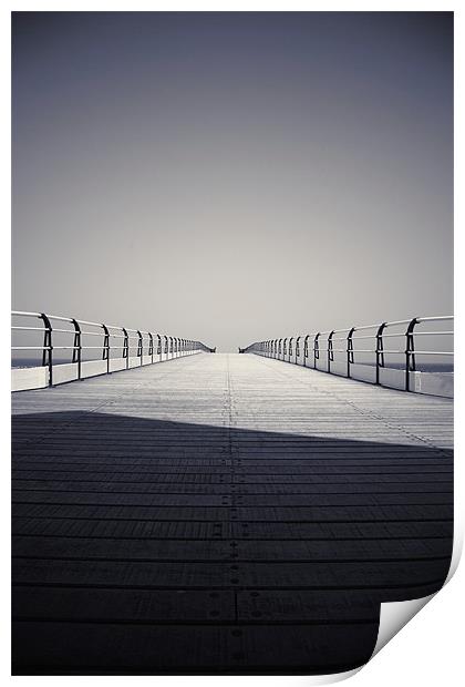 Looking down the pier Print by Phillip Shannon