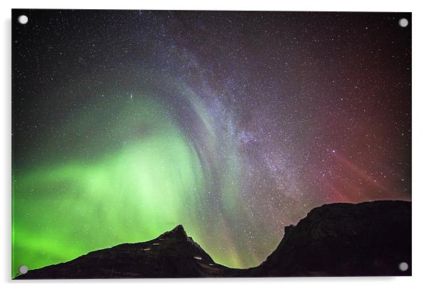 Aurora Borealis and The Milky Way Acrylic by jordan whipps