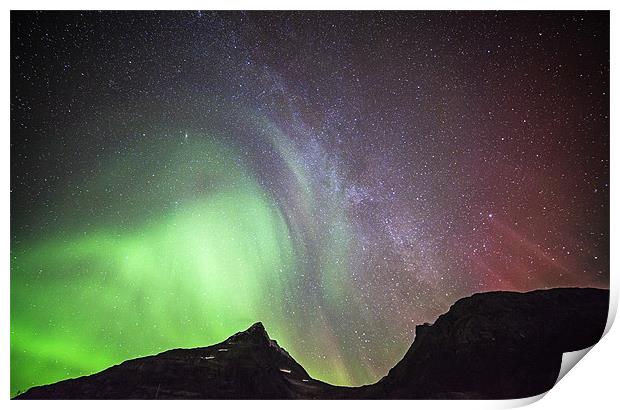 Aurora Borealis and The Milky Way Print by jordan whipps