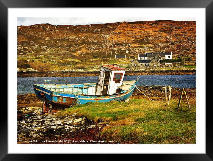 Derelict fishing boat on Manin Bay Framed Mounted Print by Louise Heusinkveld