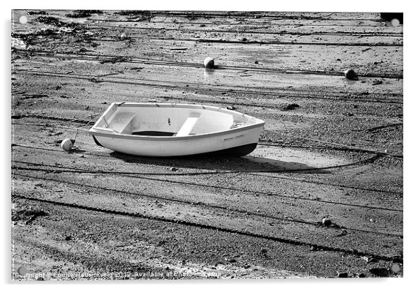 White dinghy at low tide Acrylic by Louise Heusinkveld