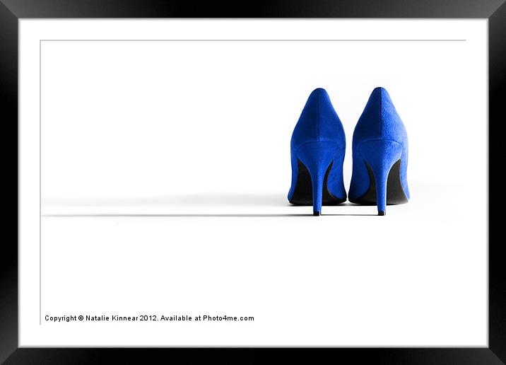 Blue High Heel Shoes Framed Mounted Print by Natalie Kinnear
