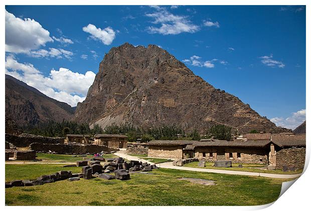 Views around the Ollantaytamo temple Print by Gail Johnson