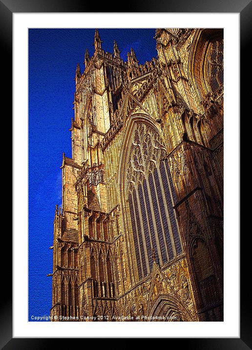 Sunlit York Minster in Relief Framed Mounted Print by Stephen Conroy