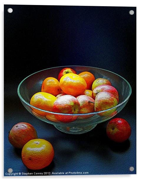 Apples and Oranges in Bowl Acrylic by Stephen Conroy