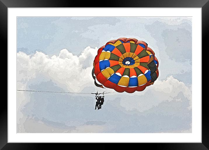 Female para gliders with cloudscape Framed Mounted Print by Arfabita  