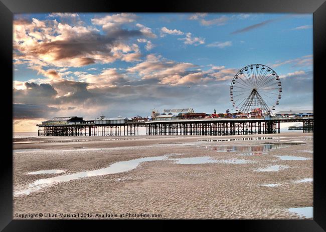 Sunset at Central Pier Framed Print by Lilian Marshall
