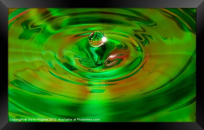Water drop green Framed Print by Steve Hughes