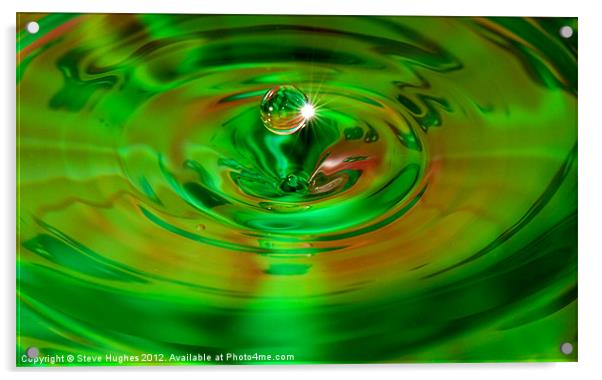 Water drop green Acrylic by Steve Hughes