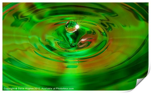 Water drop green Print by Steve Hughes