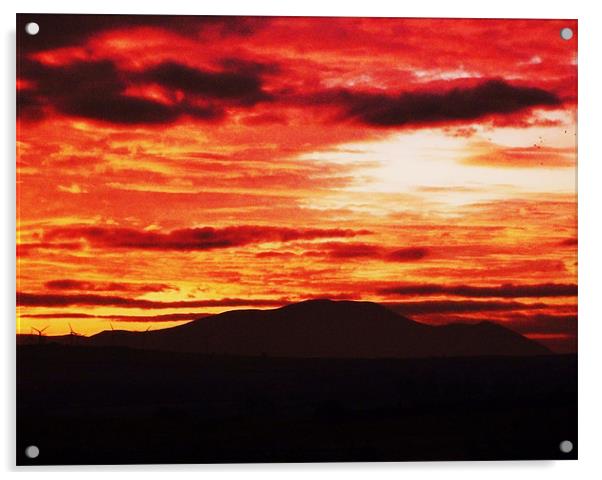 red sky skiddaw Acrylic by eric carpenter