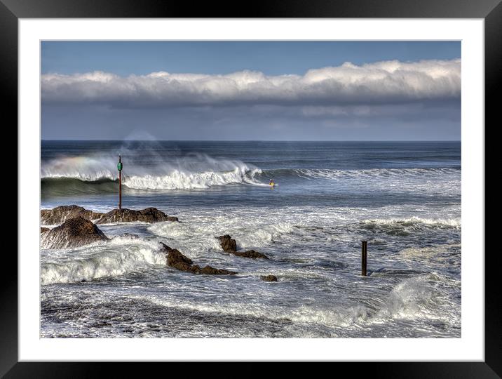 Big Waves at Bude Framed Mounted Print by Mike Gorton