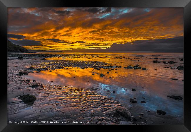 Aberaeron Beach Sunset Framed Print by Ian Collins