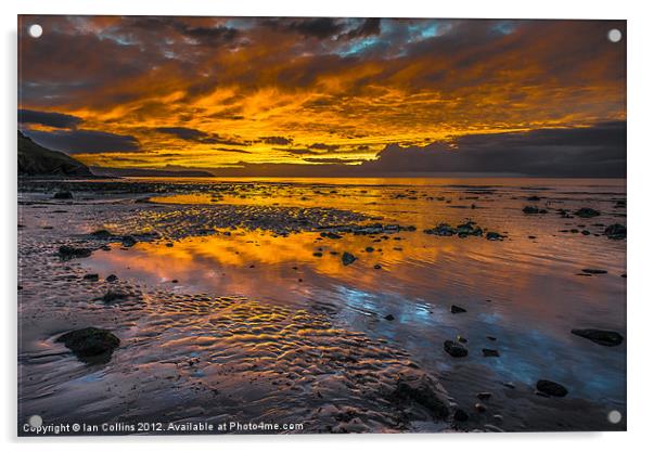 Aberaeron Beach Sunset Acrylic by Ian Collins