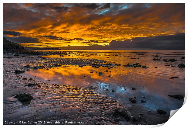 Aberaeron Beach Sunset Print by Ian Collins