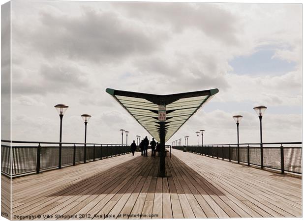 Two Sides Of Boscombe Pier Canvas Print by Mike Shepherd