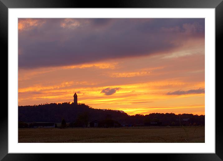 October Sunset behind The Wallace Monument Framed Mounted Print by Richard Westwood