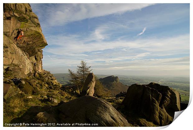 Free climbing in the Roaches Print by Pete Hemington