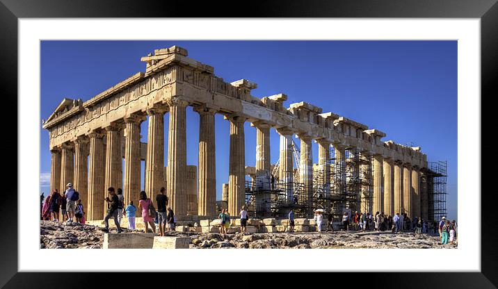 Never ending repairs to the Parthenon Framed Mounted Print by Tom Gomez