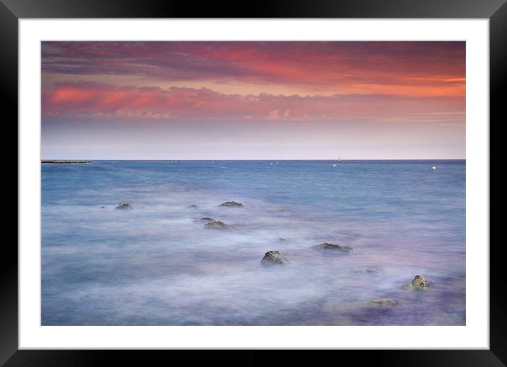 Pink sunset at the mediterranean Framed Mounted Print by Guido Montañes