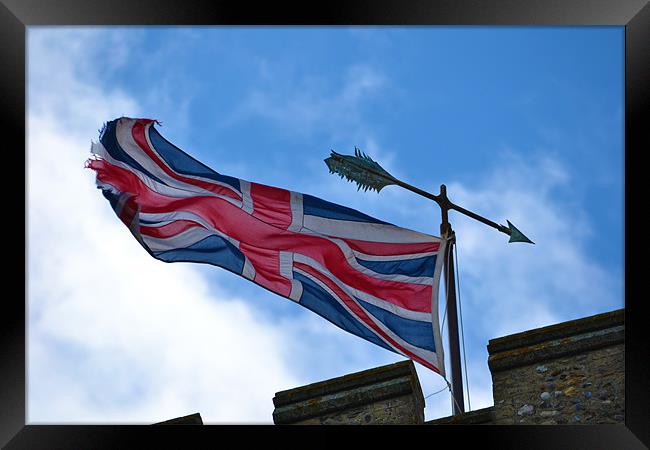 Union Jack on Langham Church Framed Print by Paul Betts