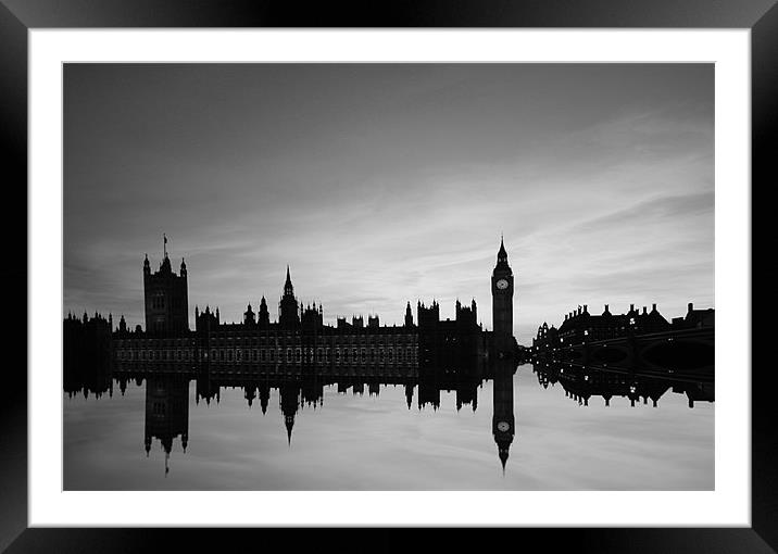 Westminster Reflections - Mono Framed Mounted Print by Sandi-Cockayne ADPS