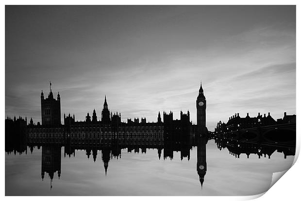 Westminster Reflections - Mono Print by Sandi-Cockayne ADPS