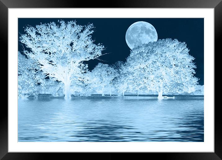 Blue Moon landscape Framed Mounted Print by David French