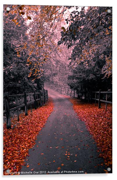Into the Autumn Mist Acrylic by Michelle Orai