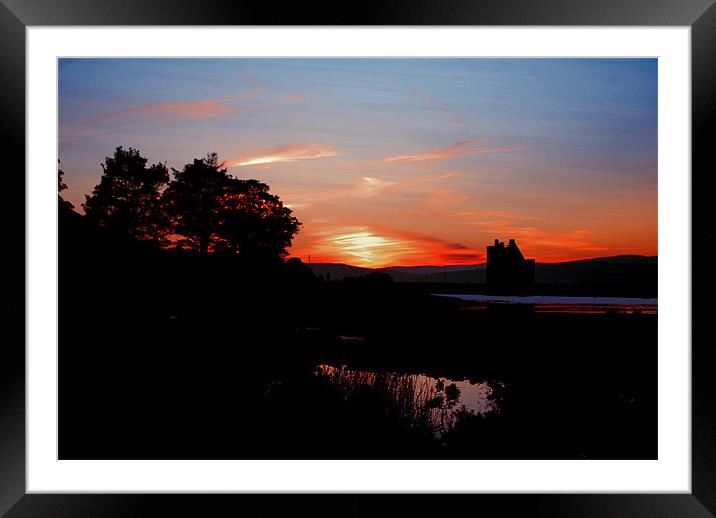 Lochranza Castle sunset Framed Mounted Print by michael scott