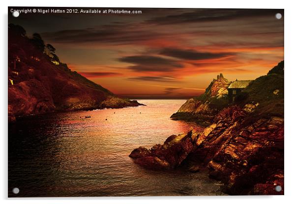 Polperro Bay Acrylic by Nigel Hatton