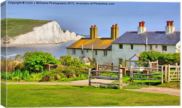 Coastguard Cottages - The Seven Sisters Canvas Print by Colin Williams Photography