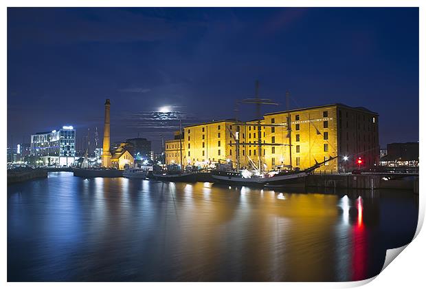 Canning dock at night Print by Paul Madden