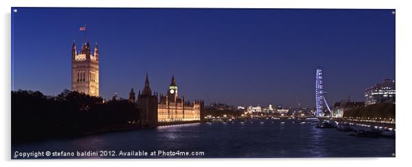 London skyline at night Acrylic by stefano baldini