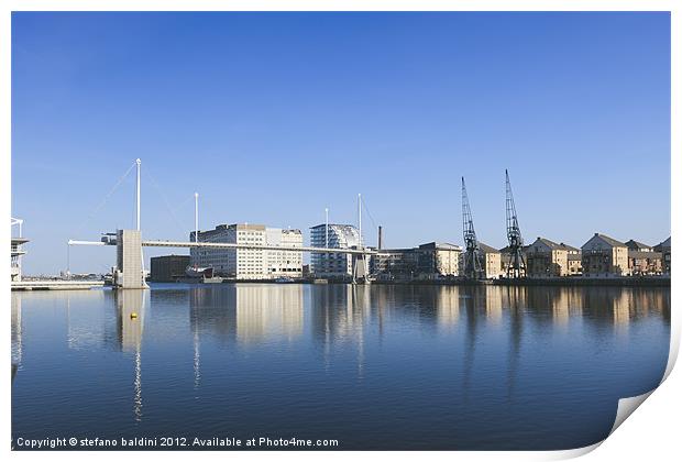 Royal Victoria Dock in London Print by stefano baldini