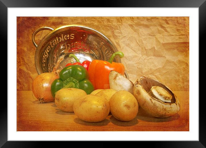 Cascading Vegetables Framed Mounted Print by Sarah Couzens