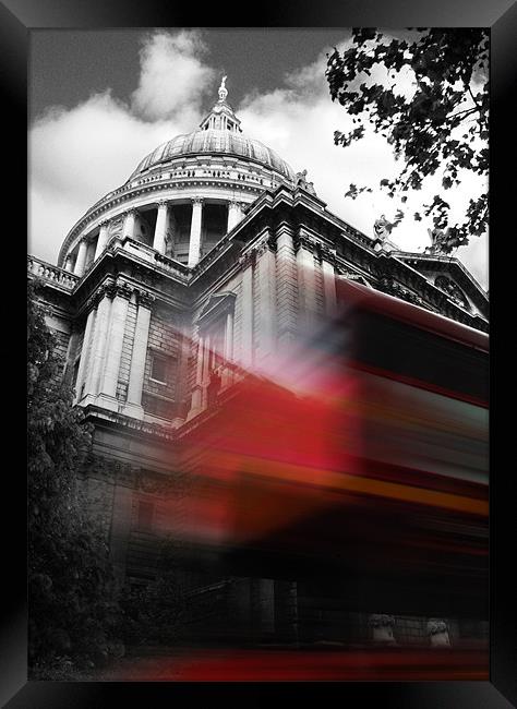 St Pauls Cathedral and a London Bus Framed Print by Jonathan Pankhurst