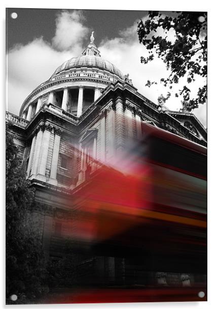 St Pauls Cathedral and a London Bus Acrylic by Jonathan Pankhurst