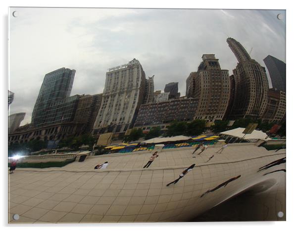 chicago thru reflection Acrylic by robert bolinger