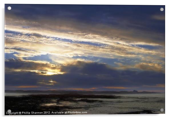 Sun set over coast Acrylic by Phillip Shannon