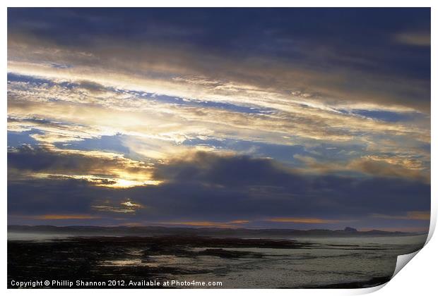Sun set over coast Print by Phillip Shannon